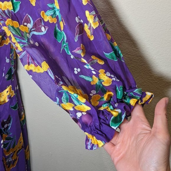 NWT Saloni Olivia Silk-blend Chiffon Violet Dress - Picture 6 of 16